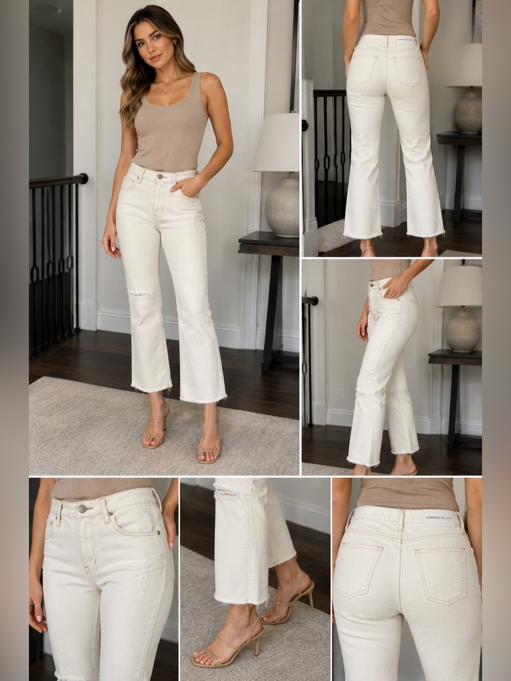 NWT Current/Elliott The Kick Jean Electric Destroy Cropped Flare Jeans 26